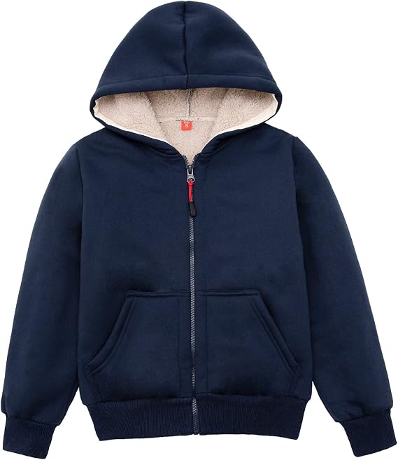 ThCreasa Kids Sherpa Lined Hoodie Full Zip Jacket