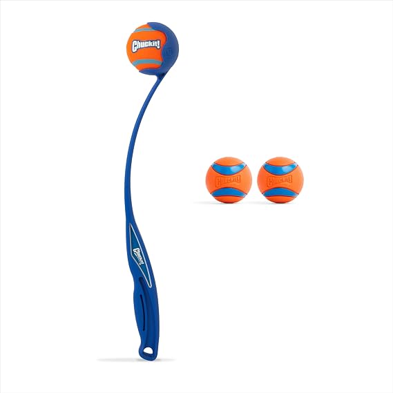 Chuckit! Ultra Ball and Launcher Bundle, Sport 18in, 2 Pack Medium 2.5in
