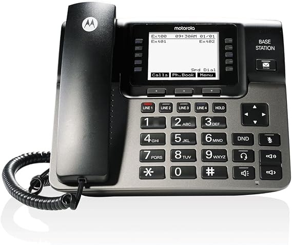 Motorola ML1000 4-Line Corded Base Station | Expandable Small Business Phone System | Supports up to 10 Wireless Extensions (ML1100/ML1200) | Digital Receptionist & 200-Minute Answering System