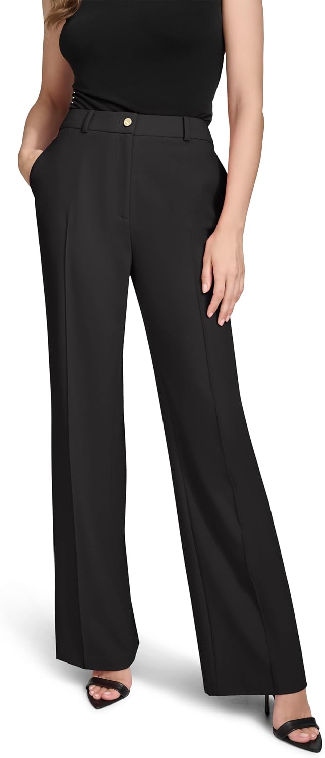 H HALSTON Womens Straight Leg Woven Suiting Pant