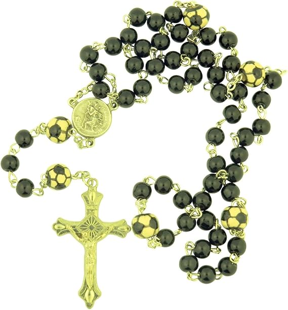DTC My Sports Rosary Saint Christopher Acrylic Soccer Bead Rosary, 13 Inch