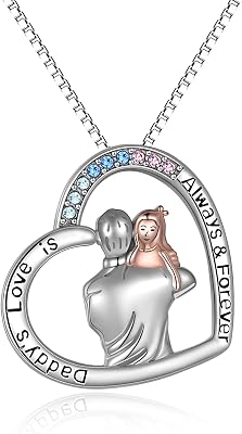 AOBOCO Christmas Gifts FatherMother Daughter Necklace 925 Sterling Silver Daughter Necklace from DadMom Love You Forever to My Daughters Birthday Jewelry Gifts from Dad & Mom