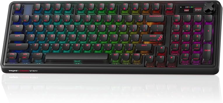 wegear Cherry x PIXIU 98 8KHz Esports Gaming Mechanical Keyboard, 8000Hz Polling, MX2A Red Switches, Tri-Mode Bluetooth/2.4G/USB-C Wired, Hot-Swap Gasket Custom Keyboard with Knob, PBT, RGB Backlit