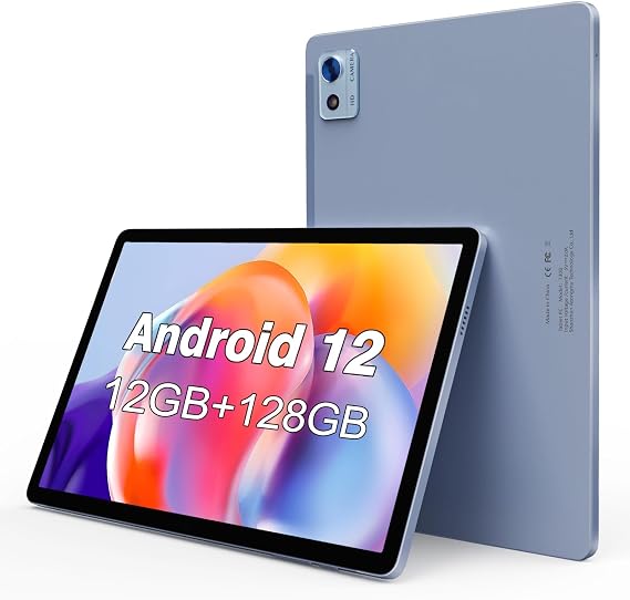 10.1 inch Android 12 Tablet, Octa-Core CPU, 12(6+6) GB RAM+128GB ROM+1TB Expandable Computer Tablets PC, 1920 * 1200 FHD IPS Screen, 5+13MP Dual Camera, GMS Certified Tablet Light-Blue