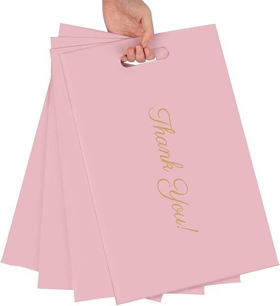 Poly Mailers 10x13 Thank You Shipping Bags 50 Pack Pink Mailers Poly Bags with Handle for Clothing, Eco-Friendly Mailers Envelopes Thank You Mailing Bags for Business Heavy Duty