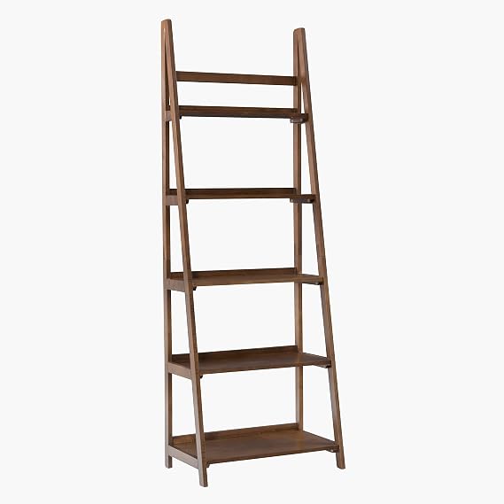 Linon Melissa Walnut Mid-Century 5 Shelf Bookcase