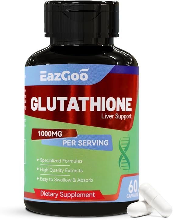Glutathione Supplement 1000mg Antioxidant Supplement - Premium Vegan Formula for Immune Support, Skin Brightening & Liver Detox Allergen-Free, Non-GMO, Effective Wellness Boost (60 Capsules) | Glutathione Supplement 1000mg Antioxidant Supplement - Premium Skin Brightening & Liver Wellness Boost 60 Capsules
