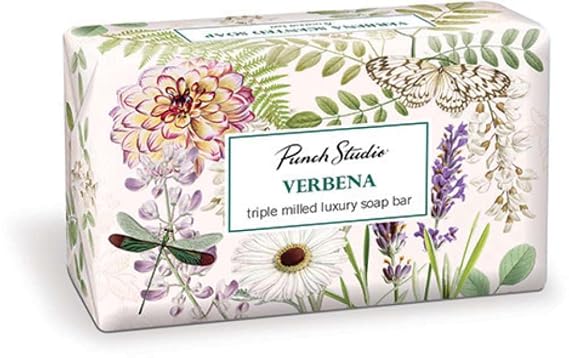Punch Studio Verbana Scented Luxury Vegetable Based Triple Milled Soap Bar, 8 Ounce, Dragonfly Dahlia Design