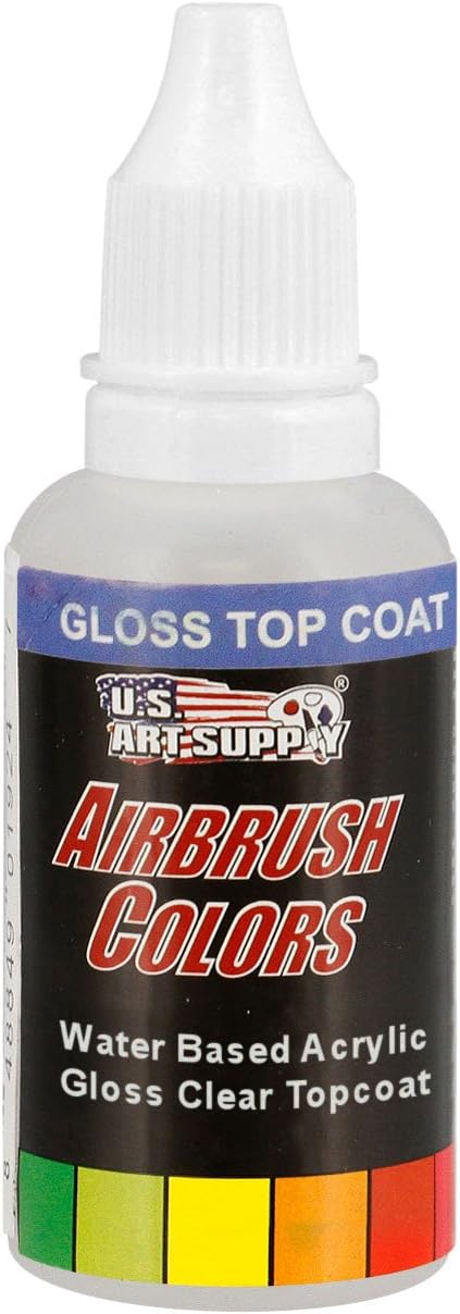 US Art Supply Clear Gloss Acrylic Airbrush Paint (1 oz) - Protective Top Coat for Acrylic Painting, Paper, Canvas, Wood & Fabric