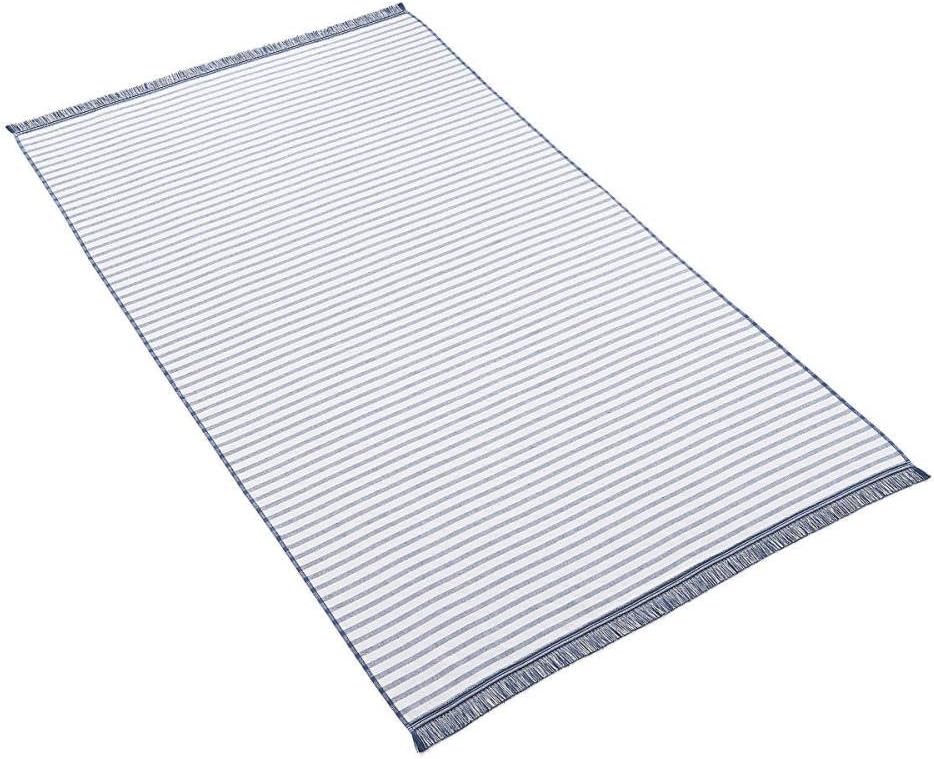 Kassatex Beach Towel Oversized Extra Large 40 X 70 Riviera Navy Indigo White Striped Organic Cotton