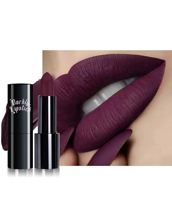 Velvet Matte Lipstick,Dark Purple Lipstick for Women,Halloween-04