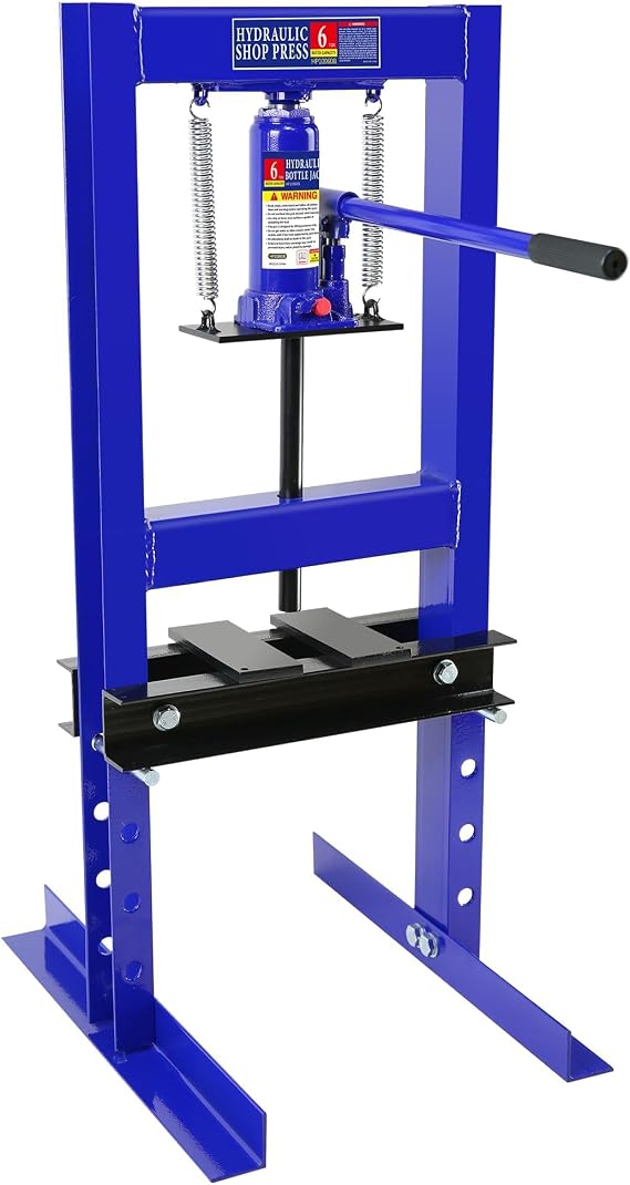 6 Ton Hydraulic Press, h-Frame Garage Floor Shop Press with Stamping Plates, 6T Adjustable Height Bearing Press Heavy Duty for Bending, Straightening, Bearing, Metalworking, Automotive Repair