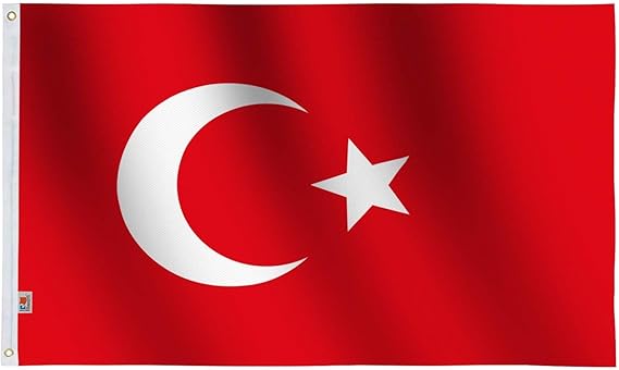 Turkey Flag Large 3x5 Ft, Moderate-Outdoor Both Sides 100D Polyester,Canvas Header and Double Stitched - Brass Grommets for Easy Display, 3' x 5' Turkish Flags