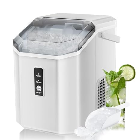 Antarctic Star Countertop Ice Maker Portable Ice Machine, Automatic-Cleaning Ice Makers, 34Lbs/24H, Pebble Portable Ice Machine with Ice Scoop for Home Kitchen Bar Party White