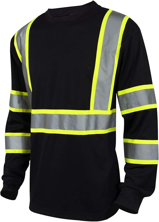 L&M Hi Vis Class 3 T Shirt Reflective Safety Black Short Long Sleeve HIGH Visibility 39 55
