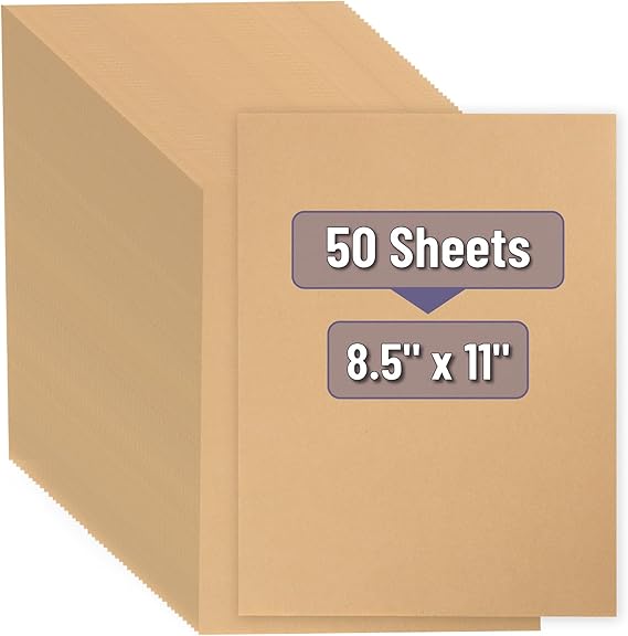 Mr. Pen- Kraft Paper Sheets, 8.5"x 11", 50 Pack, Brown Printer Paper