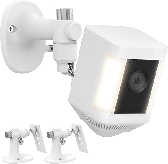 2Pack Wall Mount Bracket for Ring Spotlight Cam Battery Spotlight Cam Plus/Pro Battery, Adjustable Durable Mount Stand, Drill or No Drill Two Ways Installation