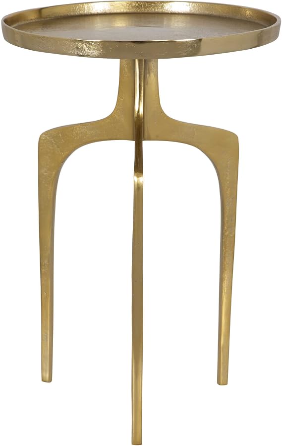 Moss + Fig Century Modern Side Table | Gold Round Accent Table (15 in. W x 22 in. H)