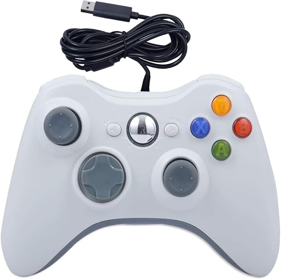 ONE250 USB Wired Game Pad Controller, Compatible with Xbox 360, Xbox 360 Slim, Windows PC - Replacement USB Wired Gamepad (White)