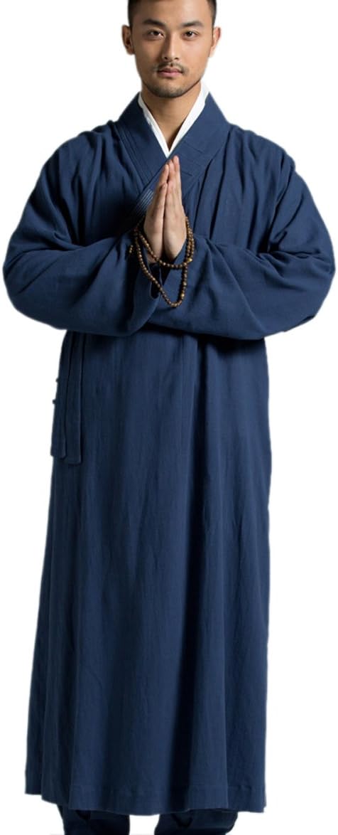 ZanYing Buddhist Monk Robe Vintage Religion Gown Blue S-3XL Summer