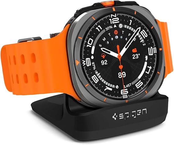 Spigen for Samsung Galaxy Watch Wireless Charger Stand - Compatible with Watch 8 Classic 46mm / 8 40/44mm / 7 40/44mm / Ultra 47mm / 6 Classic 43mm / 6 40/44mm / 5 40/44mm / 5 Pro 45mm - Black