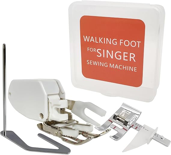 Walking Foot with Guide for Singer Sewing Machine Heavy Duty-Open Toe Even Feed Foot Bonus Adjustable Guide Presser Foot