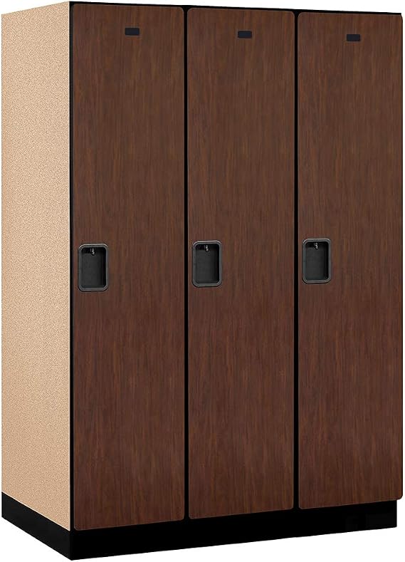 18" Wide Single Tier Designer Wood Locker - 3 Wide - 6 Feet High - 24 Inches Deep - Mahogany