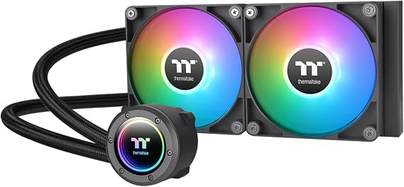 Thermaltake TH240 ARGB Sync V2 CPU Liquid Cooler/AlO Liquid Cooling/Fan 120mm*2/PWM 500-2000 RPM/Mirror Water Block/MB ARGB Synchronous Control, CL-W361-PL12SW-A, Black