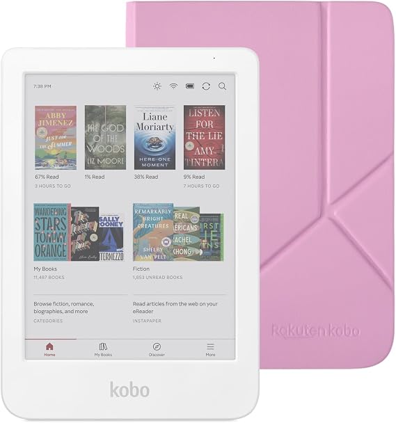 Kobo Clara Colour eReader (White) with Case Bundle (Candy Pink SleepCover, Case Bundle)