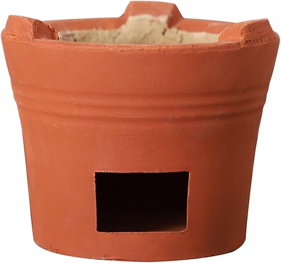 Red Clay Charcoal Stove, Outdoor Pottery Barbecue Stove, Clay Grilling Stove, Home Heating Stove, Camping Barbecue Tool, for Outdoor Cooking Picnic(Medium)