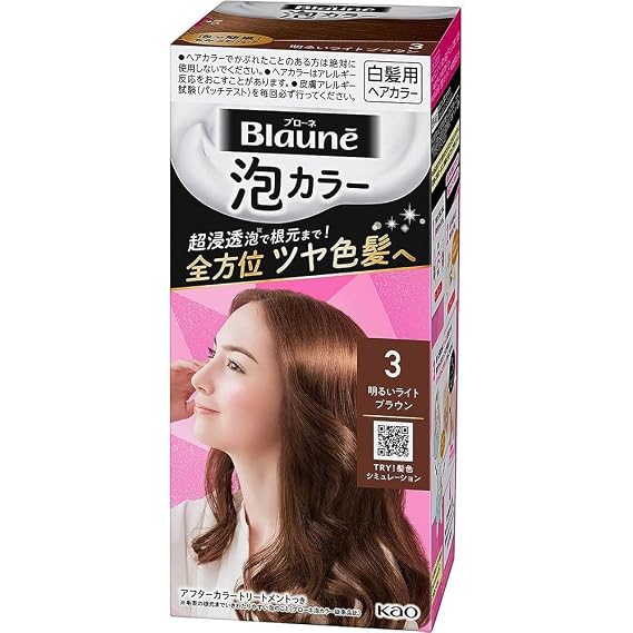 Kao Blaune Bubble Hair Color For Gray Hair - 3 Bright Light Brown