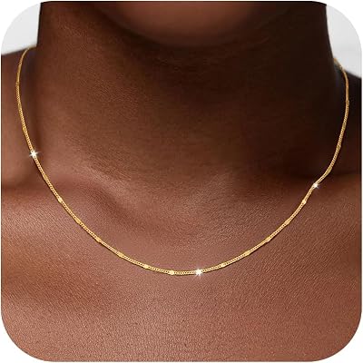 925 Sterling Silver Chain Necklace for Women, 1.2mm Sparkle Disk Chain Necklace Smooth & Sturdy Womens Chains Necklaces 16 18 20 22 Inch