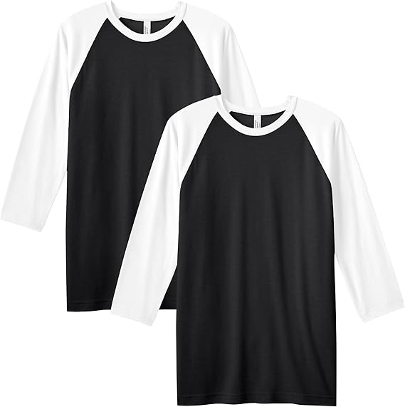 American Apparel Unisex Adult CVC Raglan T-Shirt, Style G2003cvc, 2-Pack