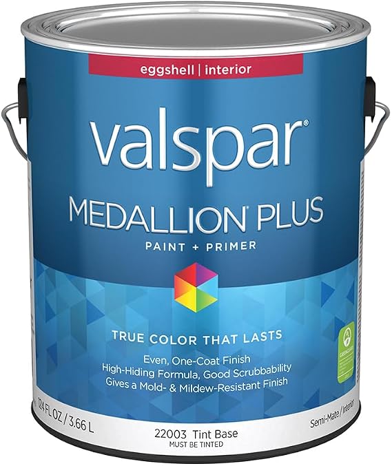Valspar 22003 Tint Base Medallion Plus Interior Paint & Primer, Eggshell, 1 Gallon