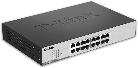 D-Link Fast Ethernet, 16 Port Easy Smart Managed Gigabit Network Internet Desktop (DGS-1100-16), Black