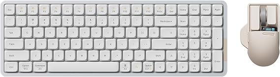 LOFREE Flow Low Profile Mechanical Keyboard and Mouse, 100 Keys Rechargeable Wireless Keyboards with Bluetooth and Wired Connection