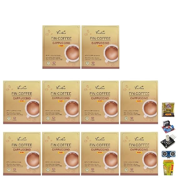 FinCoffee Cappuccino Sugar-Free Instant Mix Deliciuos Much Mellow Intense Roasted Fruit Snack 10 Sachets/Box(100g) Set 10 By Beautygoodshop [Get Free For You Beauty Gifts]