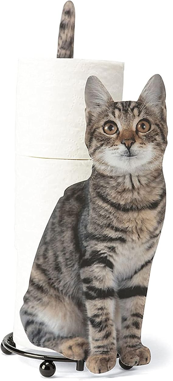 Valink Toilet Paper Holder, Roll Paper Holder Creative Cat Shaped Toilet Paper Storage Rack Simulation Kitten Metal Paper Stand Gift for Cat Lover