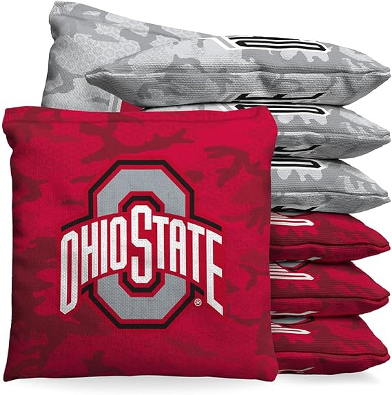 Ohio State Buckeyes Camo 1 LB Cornhole Bean Bag Toss Bags Set by BAGGO (Set of 8)