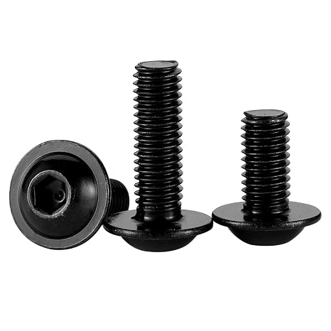 Mellewell M5-0.8 x 6mm Flanged Button Head Socket Cap Screw Bolts, Allen Socket Drive, Black Oxide Stainless Steel 304, Quantity 50