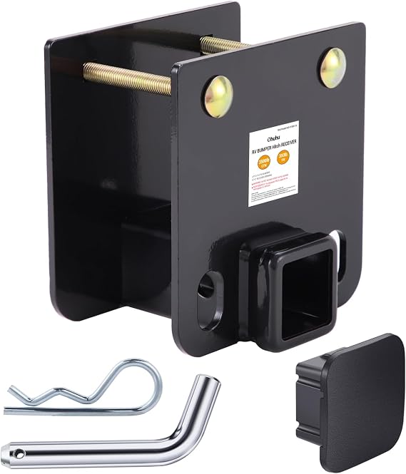 Ohuhu RV Bumper Hitch 2" Receiver Adapter with Hitch Pin and Hitch Cover