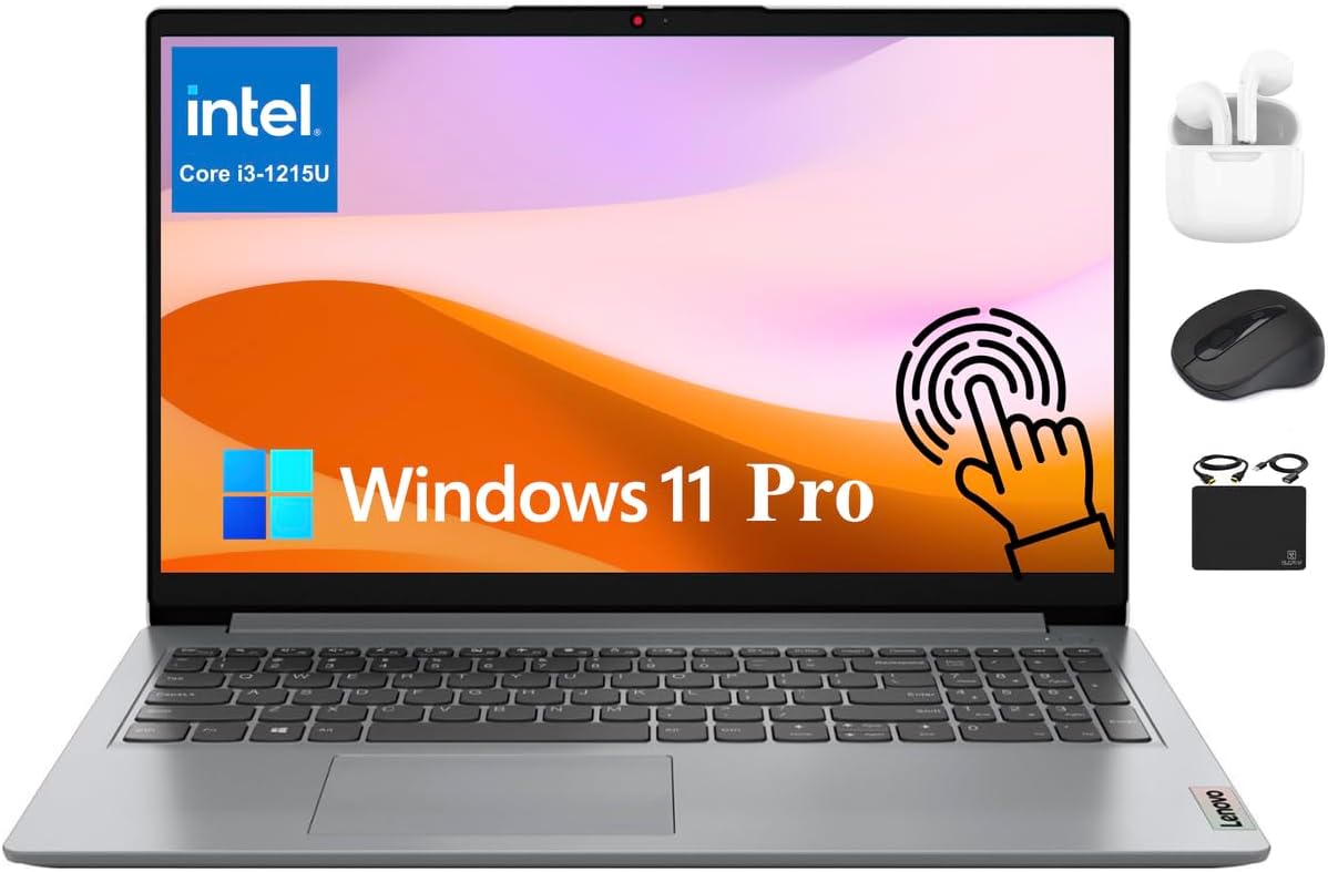 Lenovo IdeaPad Laptop 2024 Flagship, 15.6 FHD IPS Touchscreen, Hexa-Core Intel i3-1215U Beats i5-1135G7, 12GB RAM, 256GB SSD, UHD Graphics, Webcam, WiFi 6, 10 Hrs, Win 11 ProHubxcelAccessory