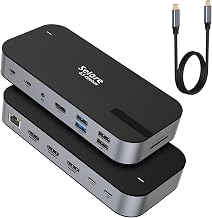 Selore USB C Dock 3 HDMI, Docking Station Dual Monitor,16 in 1 Laptop Docking Station 3 Monitors with Triple HDMI,10G USB AC 3.1,100W PD,SDTF,Ethernet,USB C Hub,USB C Dongle for Windows Mac