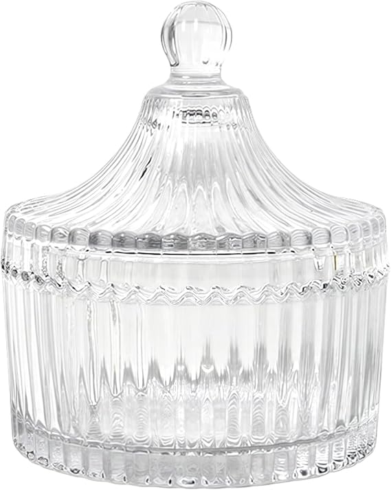 Glazed Glass Candy Dish with Yurt Shape Lid Cover Crystal Sugar Server Bowl Tin Candy Buffet Decorative Cookie Jar Box Bottle Food Storage Container