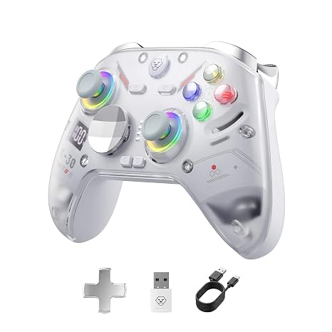 Aolion gaming K30 Wireless Controller, TMR Joysticks (No Drift), White