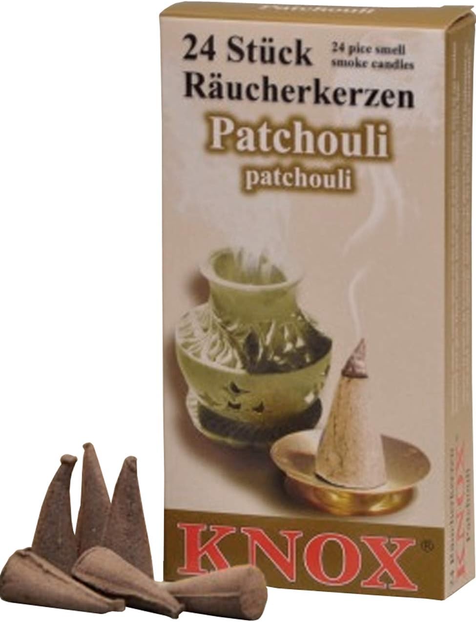 13290 Knox Large Incense-Patchouli Scent Box of 24 PCS, Brown