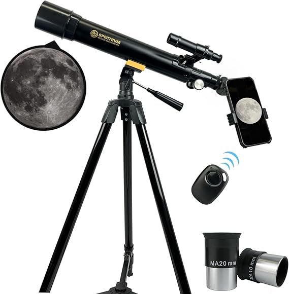 SpectrumOI Telescope for Kids & Adults - Astronomy Gift, 60mm Aperture Refractor with Carry Bag & Phone Holder