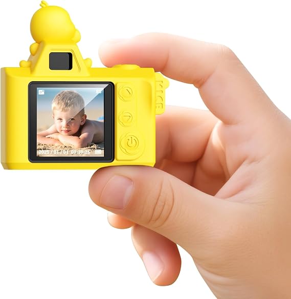 Mini Keychain Camera,Maxmango 1080P HD Video-1.3'' & 64G Screen Tiny Retro Vintage Digital Camera with Cartoon Protective Case,Christmas Birthday Toy Gifts for 3 4 5 6 7 8 9 10 Year Old Girl Boy Kids