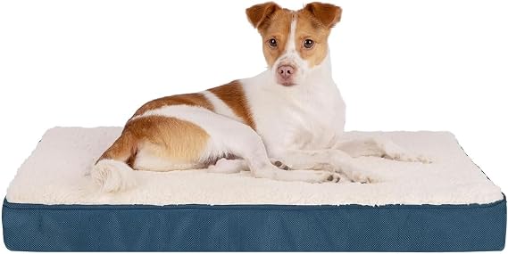 Best Pet Supplies Orthopedic Dog Bed with Memory Foam, Washable Dog Crate Mat for Small, Medium & Large Dogs, Thick Mattress for Crates, Kennels or Floor, Waterproof Pet Bed - Blue, 30 x 20 x 3