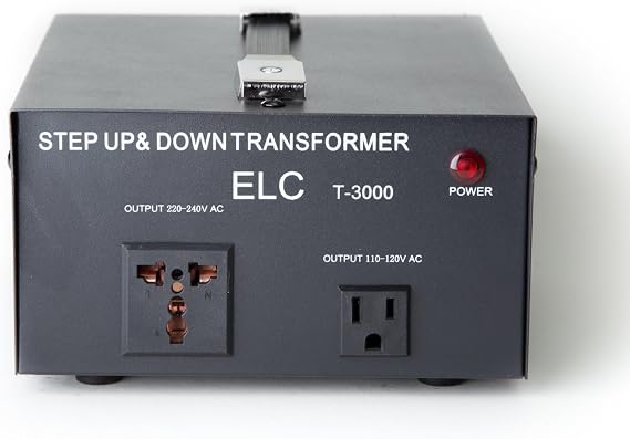 ELC T Series 3000 Watt Voltage Converter Transformer - Step Up/Down - 110v to 220v / 220v to 110v Power Converter - Circuit Breaker Protection, CE Certified